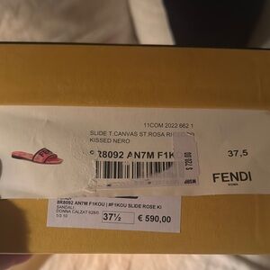 Fendi Rosa Kissed Nero Slide Sandals